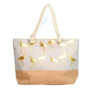 Canvas Tote (Golden flamingo)